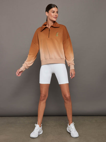 Carbon38 Ombre French Terry Half Zip / Cactus - Caramel Cafe to Rose Cloud