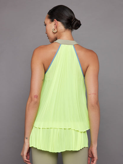 Carbon38 Pleated Back Tank in Melt - Silversage / Acid Lime