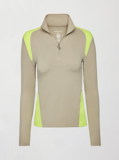 Carbon38 Colorblock Half Zip Top in Melt - Silversage / Acid Lime