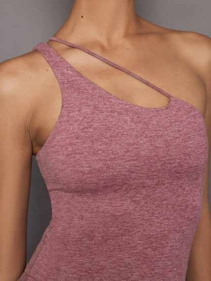 Carbon38 One Shoulder Convertible Tank in Heather Melt - Hawthorn Rose Heather