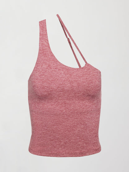 Carbon38 One Shoulder Convertible Tank in Heather Melt - Hawthorn Rose Heather