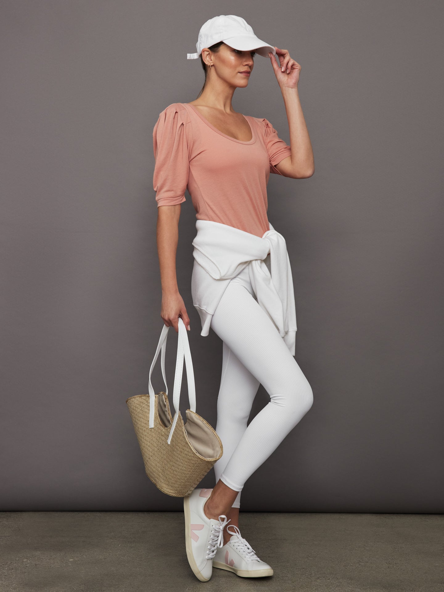 Carbon38 Puff Sleeve Tee - Muted Clay