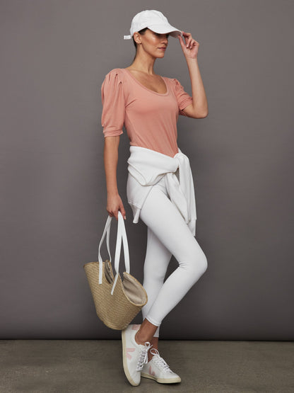 Carbon38 Puff Sleeve Tee - Muted Clay