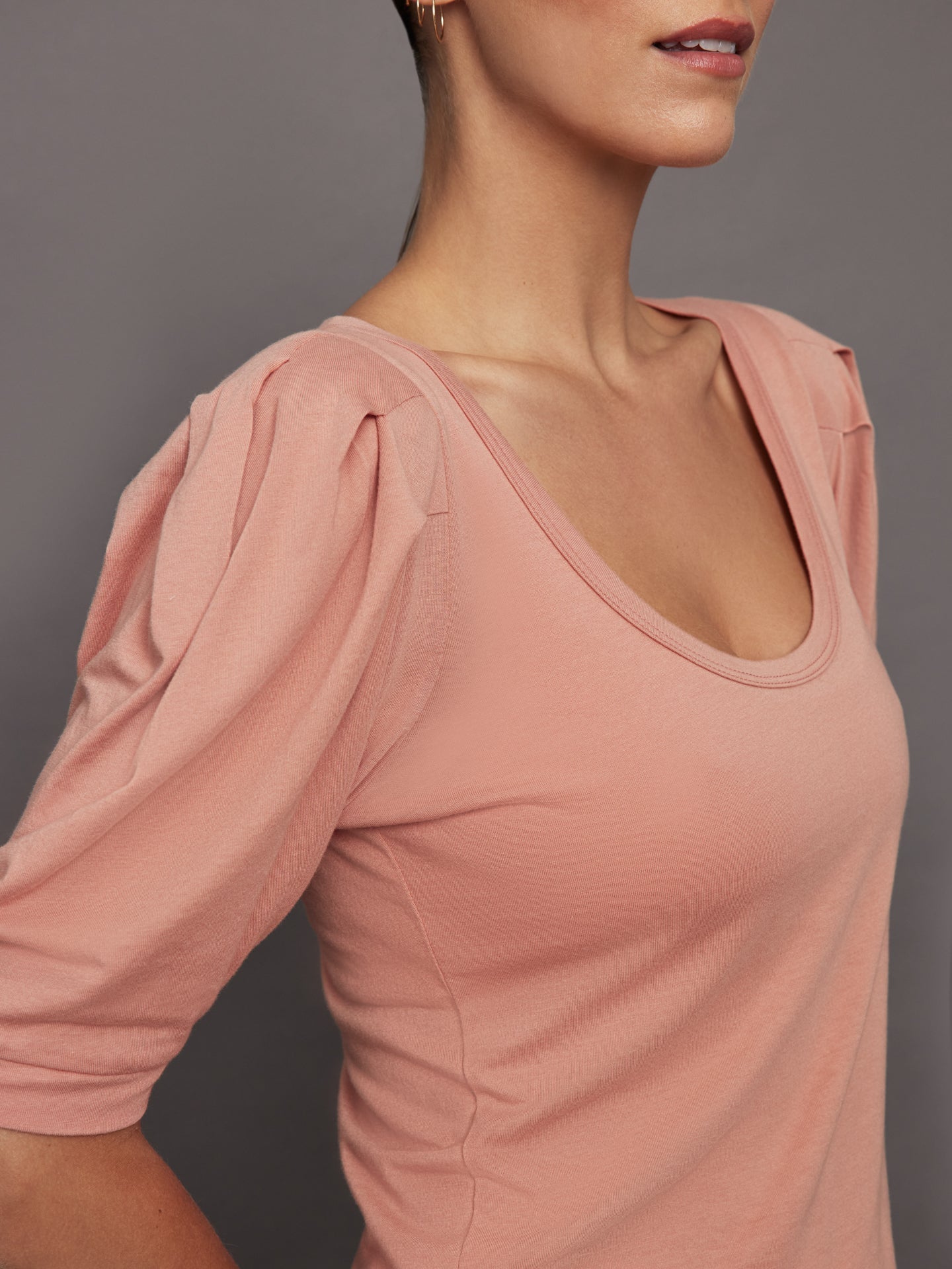 Carbon38 Puff Sleeve Tee - Muted Clay