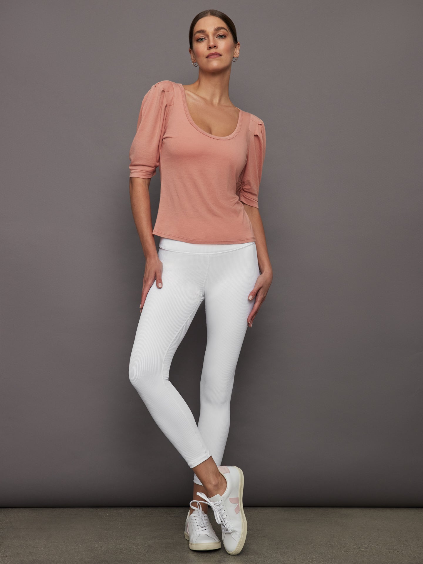 Carbon38 Puff Sleeve Tee - Muted Clay