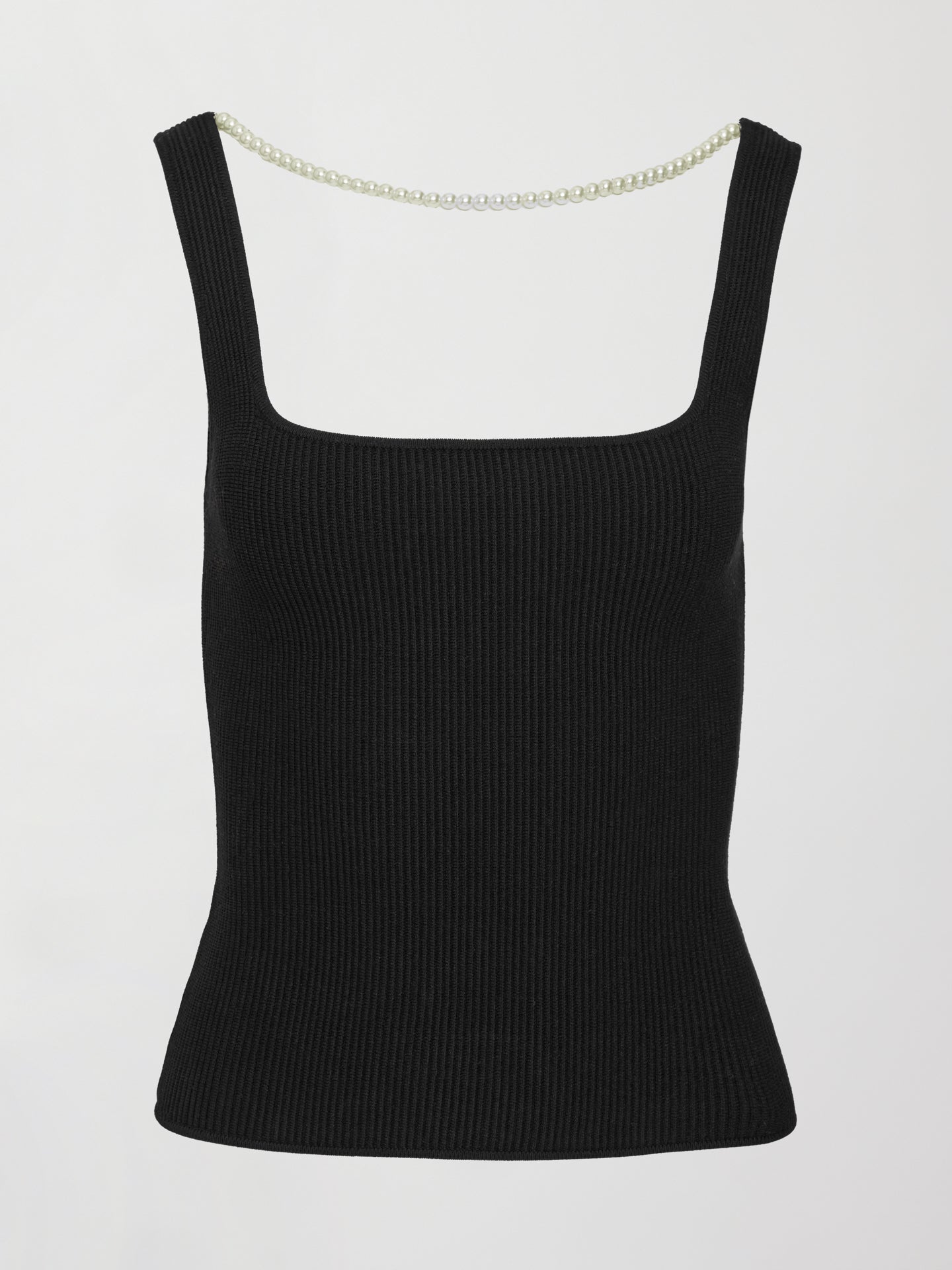 Carbon38 Pearl Necklace Sweater Tank - Black