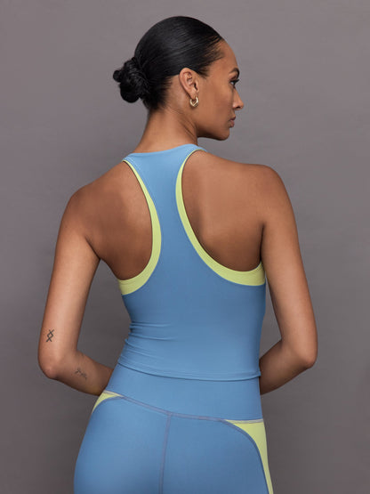 Carbon38 Colorblock High Neck Tank - Coronet Blue / Charlock