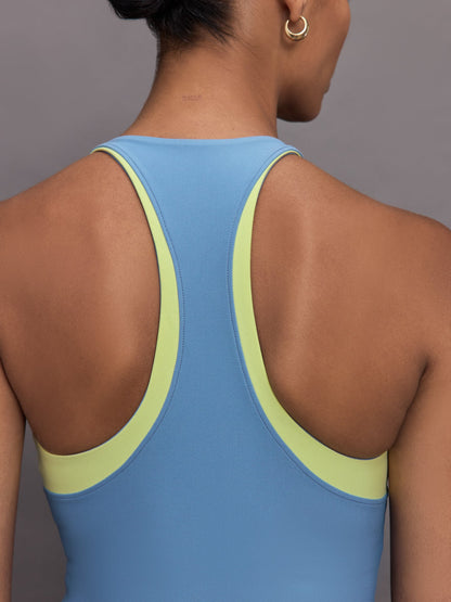 Carbon38 Colorblock High Neck Tank - Coronet Blue / Charlock