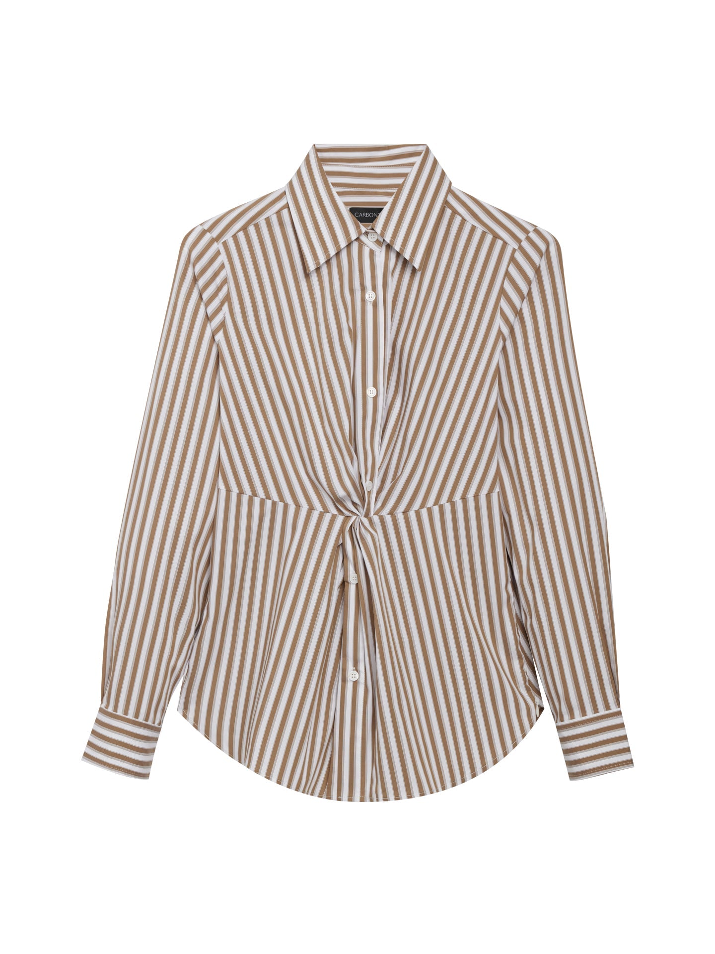 Carbon38 Twisted Tunic Shirt - White/Tan Stripe