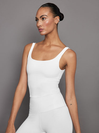 Carbon38 Ribbed Tank - White