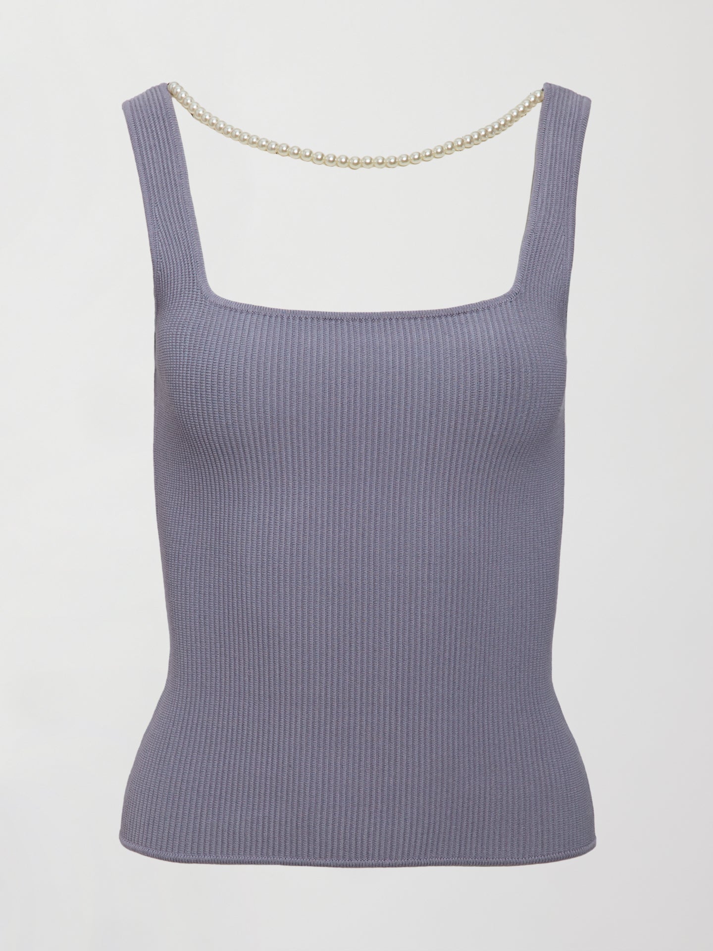 Carbon38 Pearl Necklace Sweater Tank - Lavender Grey