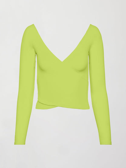 Carbon38 Long Sleeve Wrap Top in Melt - Acid Lime