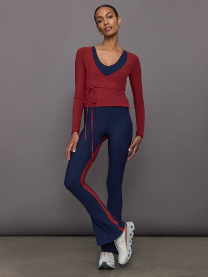 Carbon38 Long Sleeve Tie Top in Melt - Red Dahlia