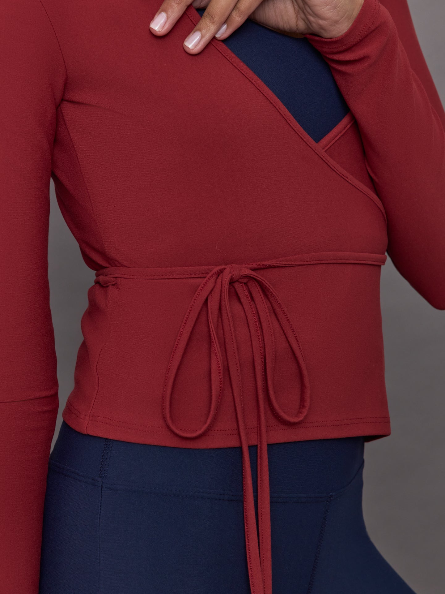 Carbon38 Long Sleeve Tie Top in Melt - Red Dahlia