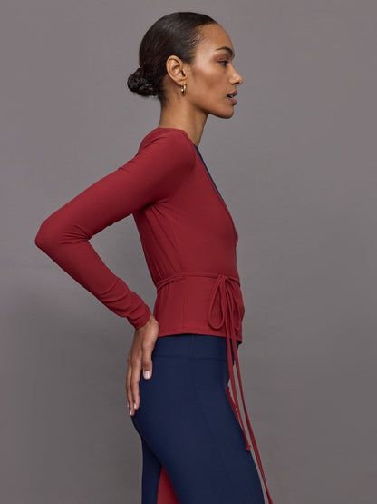 Carbon38 Long Sleeve Tie Top in Melt - Red Dahlia