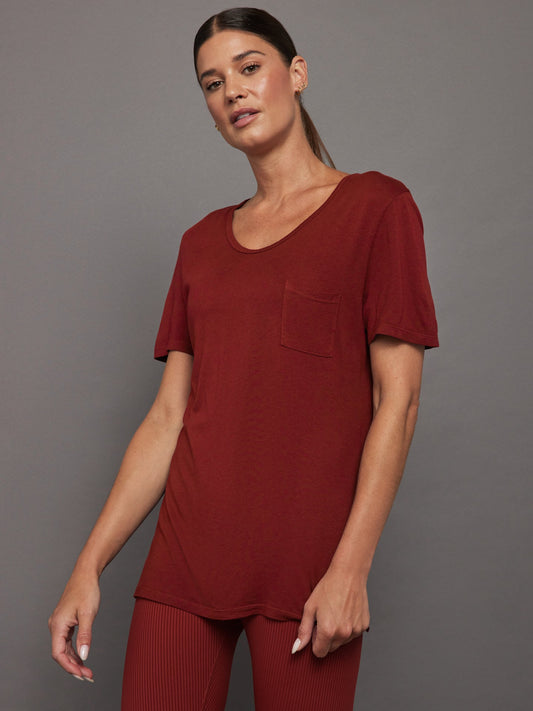 Carbon38 Short Sleeve Pocket Tee - Merlot