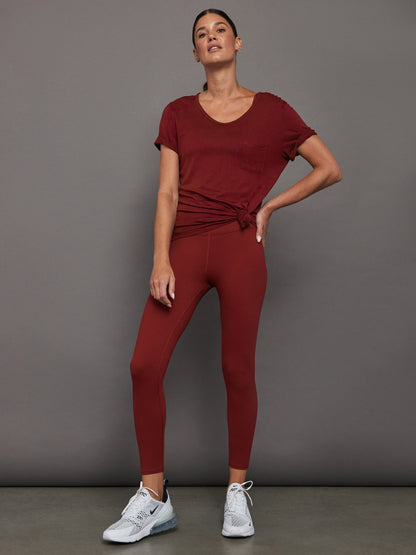 Carbon38 Short Sleeve Pocket Tee - Merlot