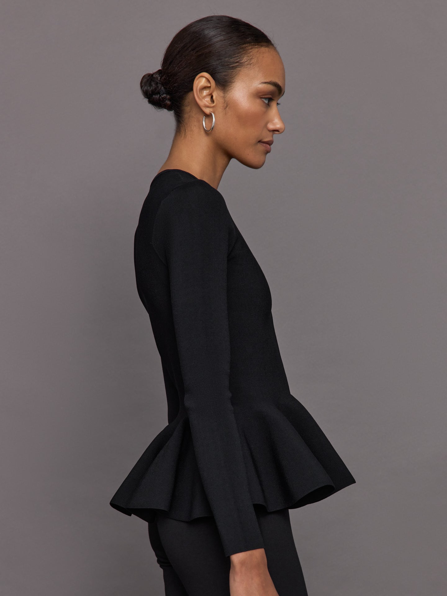 Carbon38 Peplum Zip Up - Black