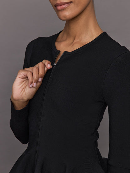 Carbon38 Peplum Zip Up - Black