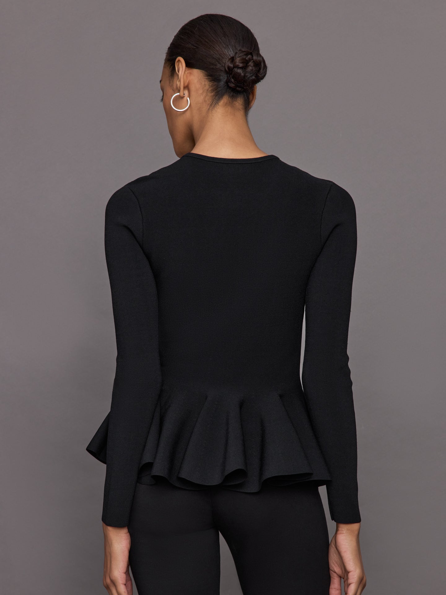 Carbon38 Peplum Zip Up - Black