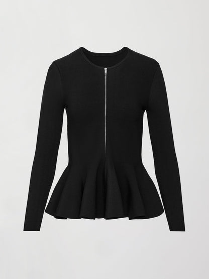 Carbon38 Peplum Zip Up - Black