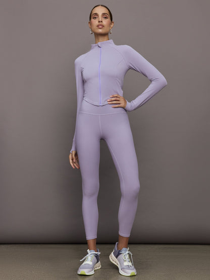 Carbon38 Mock Neck Corset Zip Top in Melt - Lavender Grey