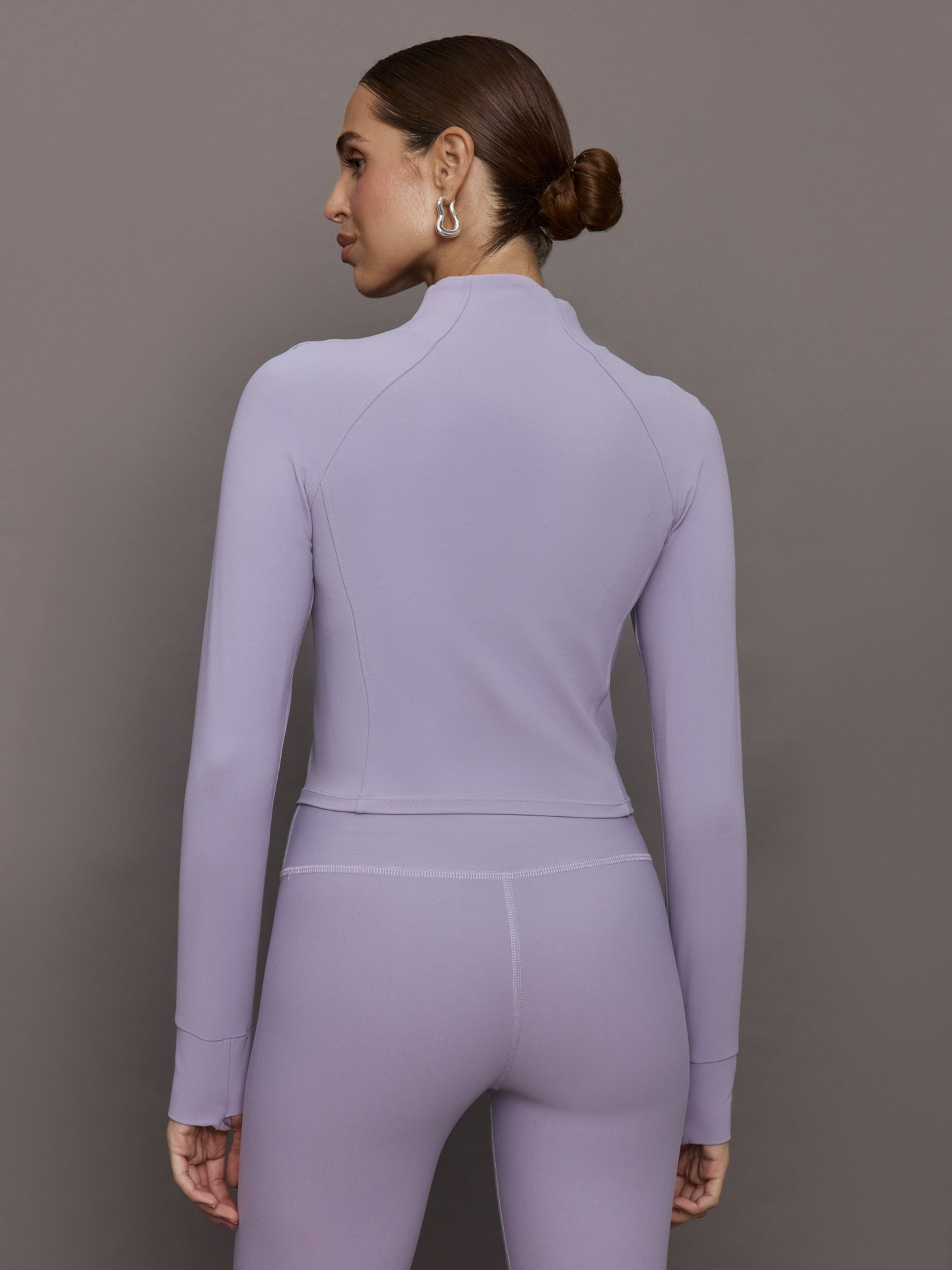 Carbon38 Mock Neck Corset Zip Top in Melt - Lavender Grey