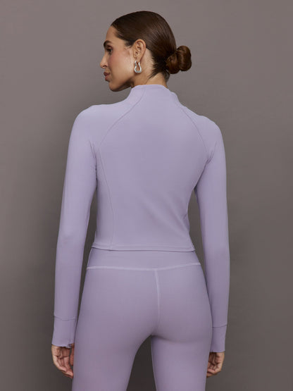 Carbon38 Mock Neck Corset Zip Top in Melt - Lavender Grey