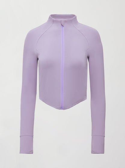 Carbon38 Mock Neck Corset Zip Top in Melt - Lavender Grey