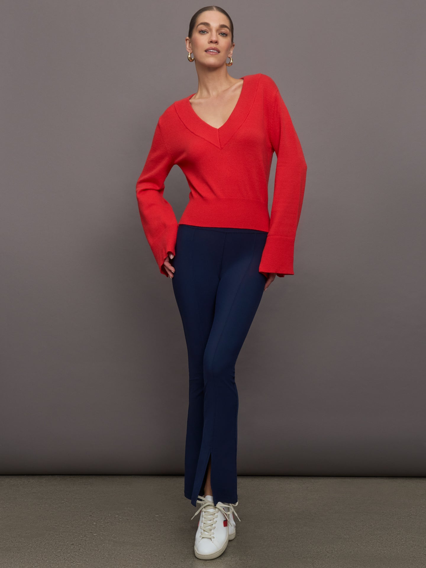 Carbon38 Bell Sleeve Off Shoulder Sweater - Bittersweet