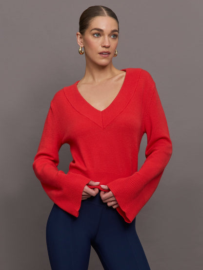Carbon38 Bell Sleeve Off Shoulder Sweater - Bittersweet