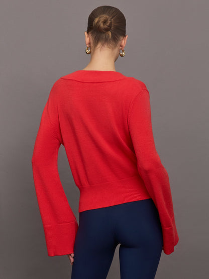 Carbon38 Bell Sleeve Off Shoulder Sweater - Bittersweet