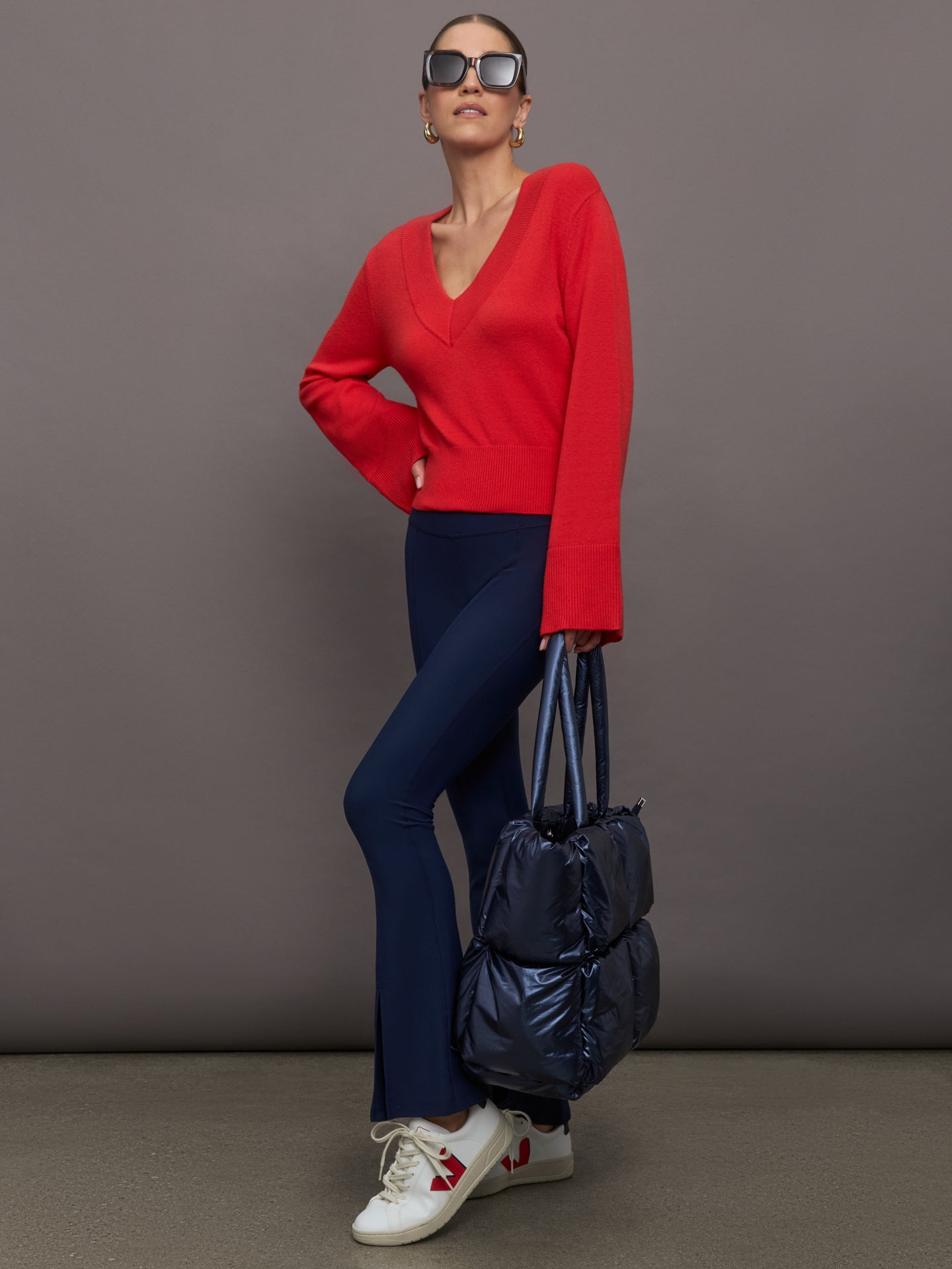 Carbon38 Bell Sleeve Off Shoulder Sweater - Bittersweet