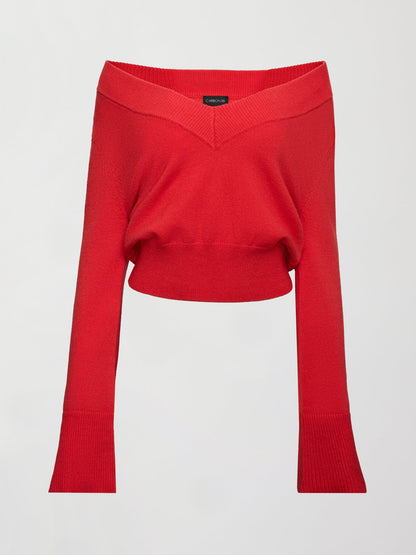 Carbon38 Bell Sleeve Off Shoulder Sweater - Bittersweet