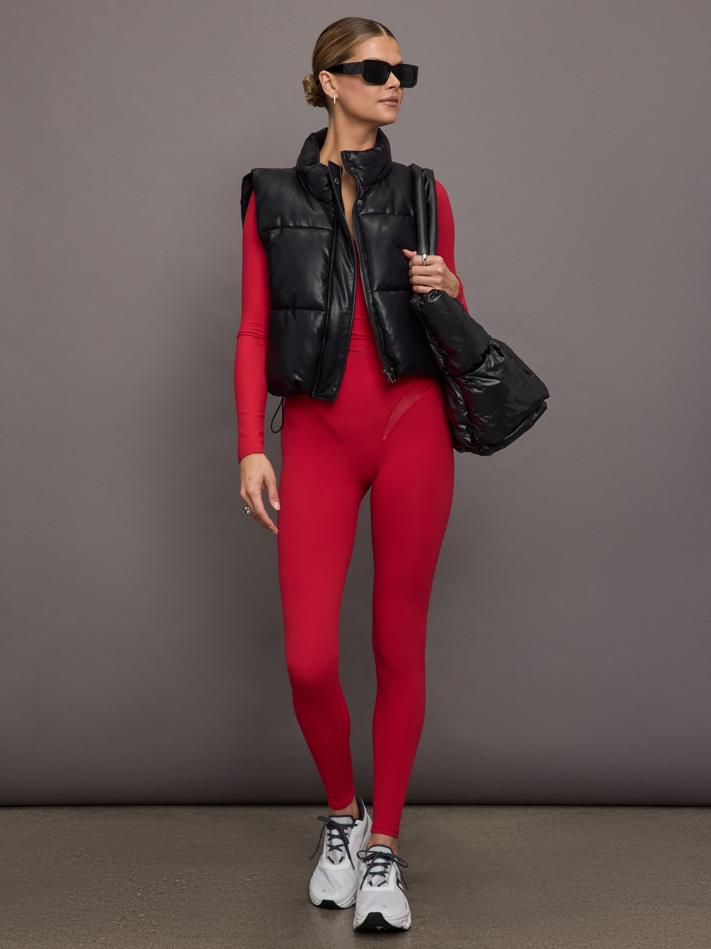 Carbon38 Long Sleeve Wrap Top in Melt - Crimson Red