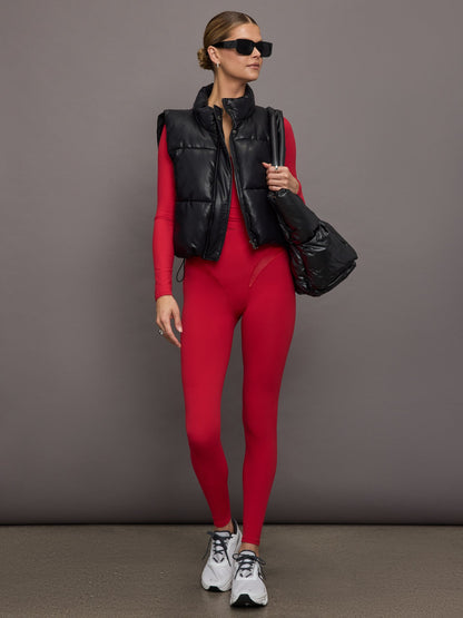Carbon38 Long Sleeve Wrap Top in Melt - Crimson Red