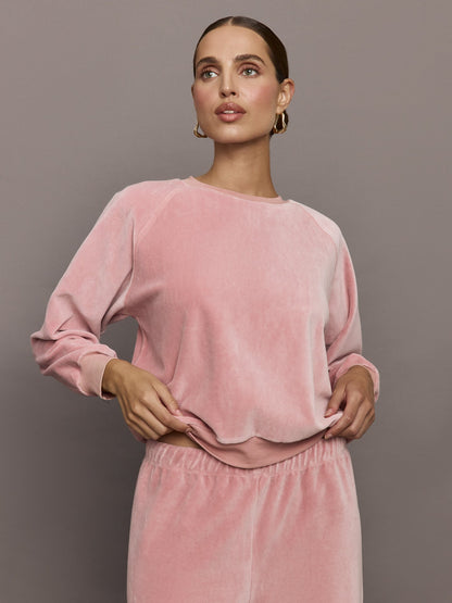 Carbon38 Raglan Pullover in Velour - Blush