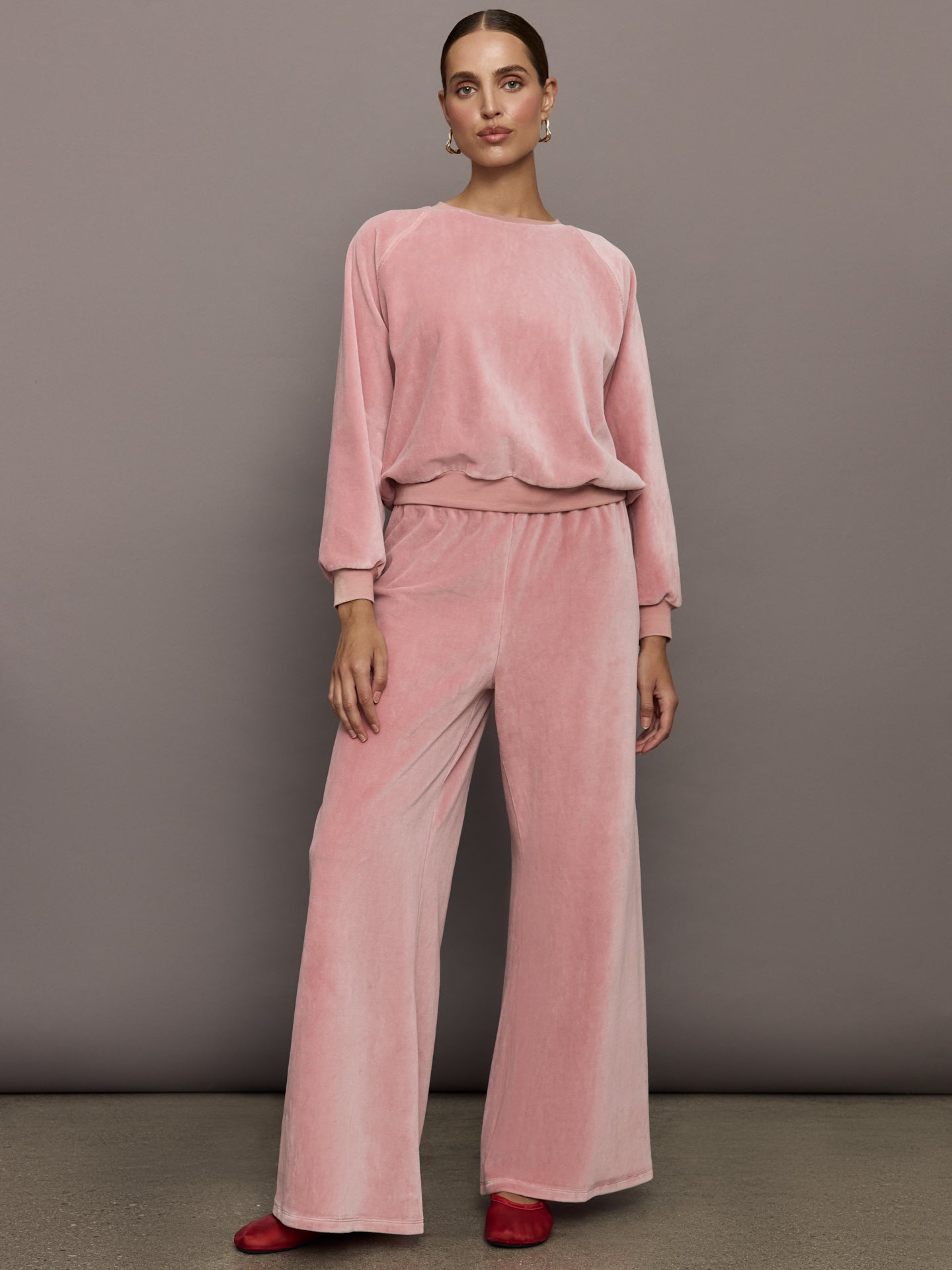 Carbon38 Raglan Pullover in Velour - Blush