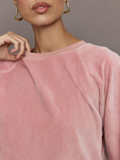 Carbon38 Raglan Pullover in Velour - Blush
