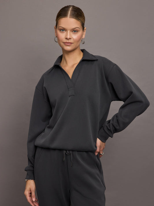 Carbon38 Logo Sweatshirt in Modal Luxe - Faded Black