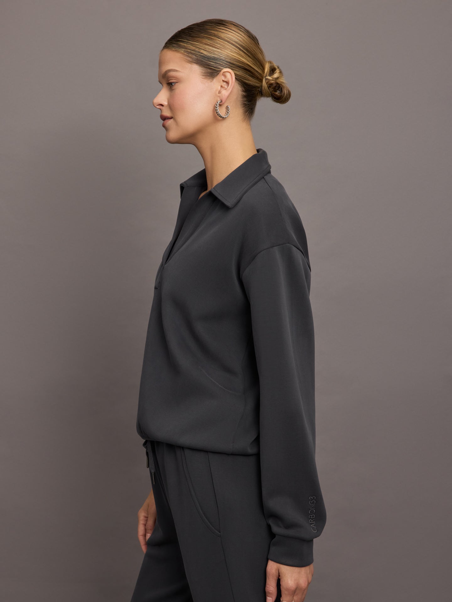 Carbon38 Logo Sweatshirt in Modal Luxe - Faded Black