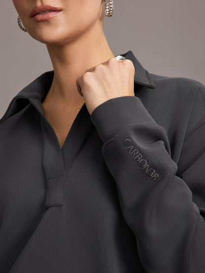 Carbon38 Logo Sweatshirt in Modal Luxe - Faded Black