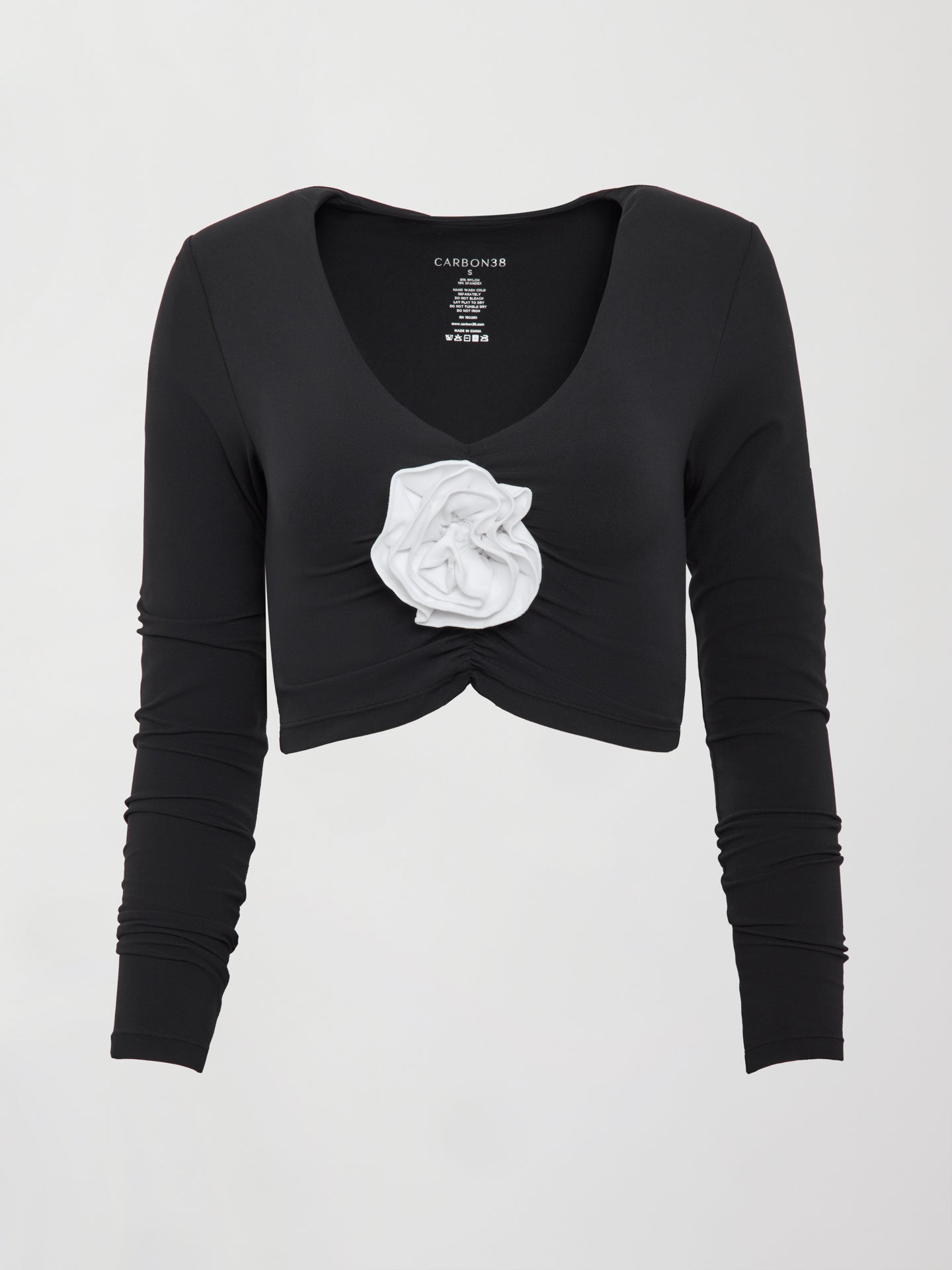 Carbon38 Rosette Long Sleeve Top in Melt - Black w/ White Rosette