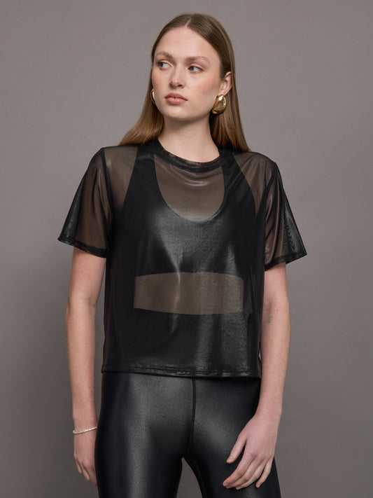 Carbon38 Liquid Mesh Tee Shirt - Black
