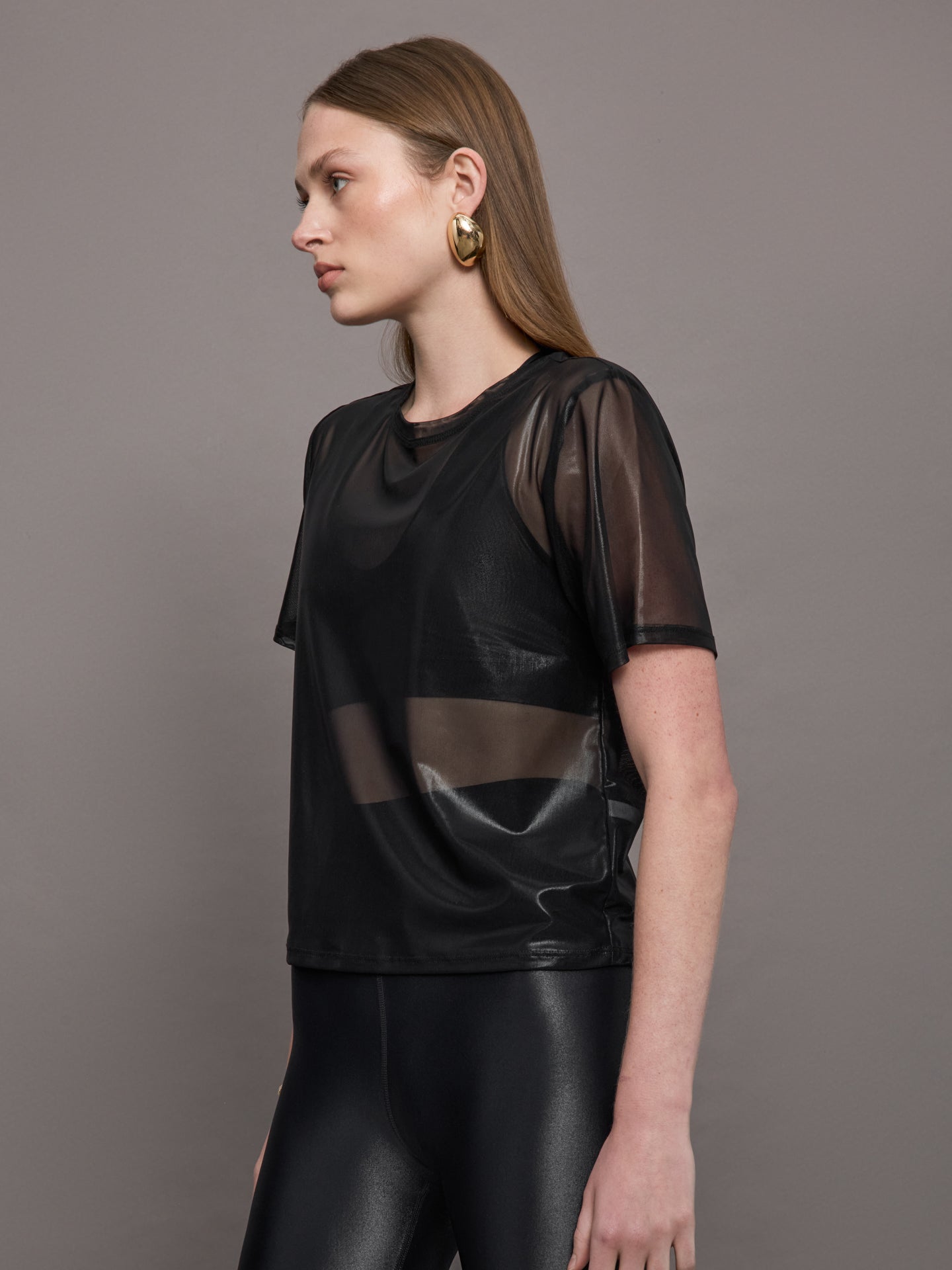 Carbon38 Liquid Mesh Tee Shirt - Black