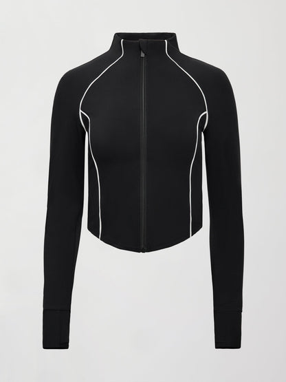 Carbon38 Colorblock Mock Neck Corset Zip in Melt - Black/Cloud Dancer