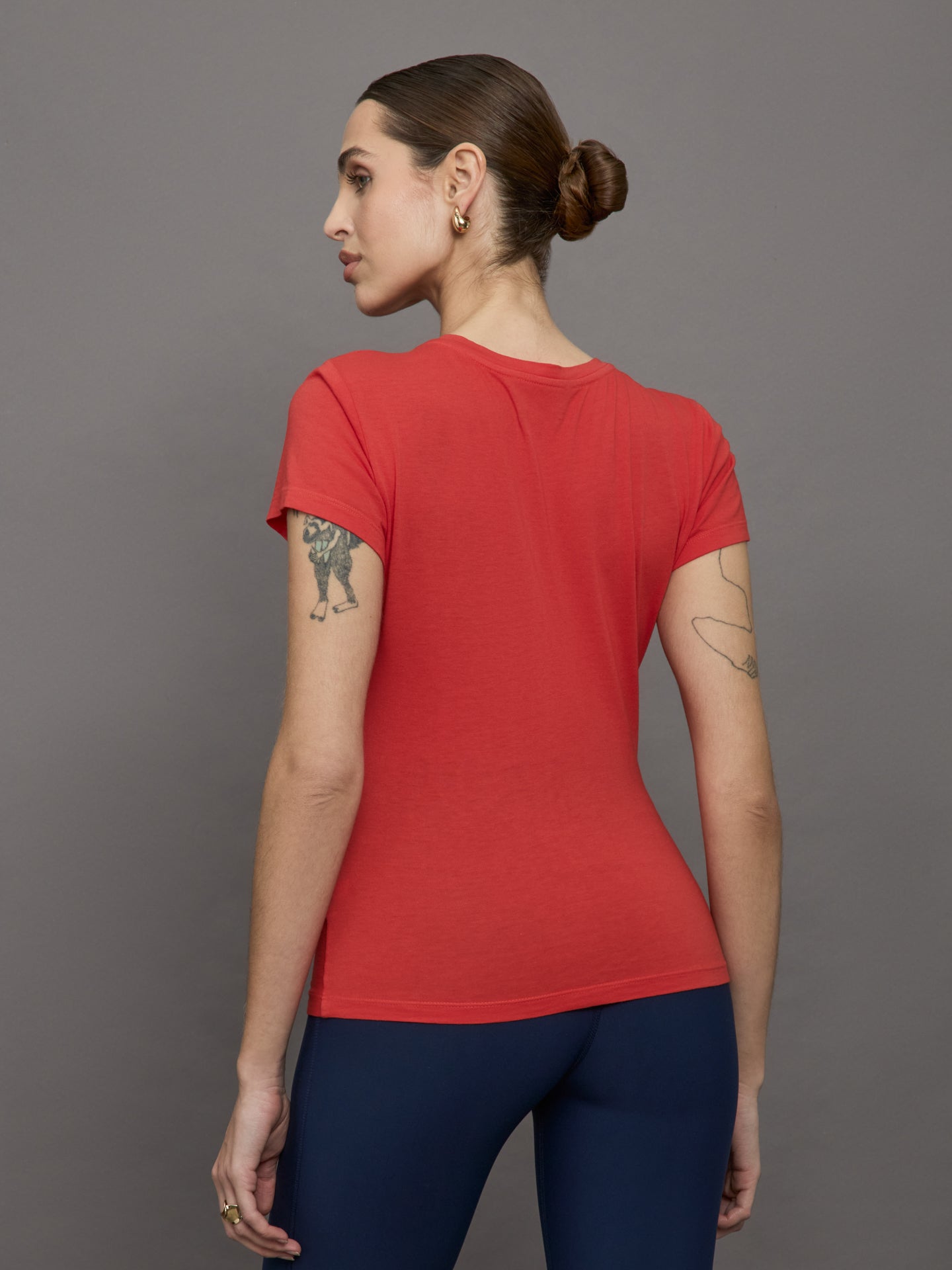 Carbon38 Short Sleeve Ruched Front Tee - Bittersweet