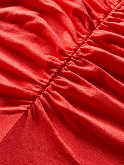 Carbon38 Short Sleeve Ruched Front Tee - Bittersweet