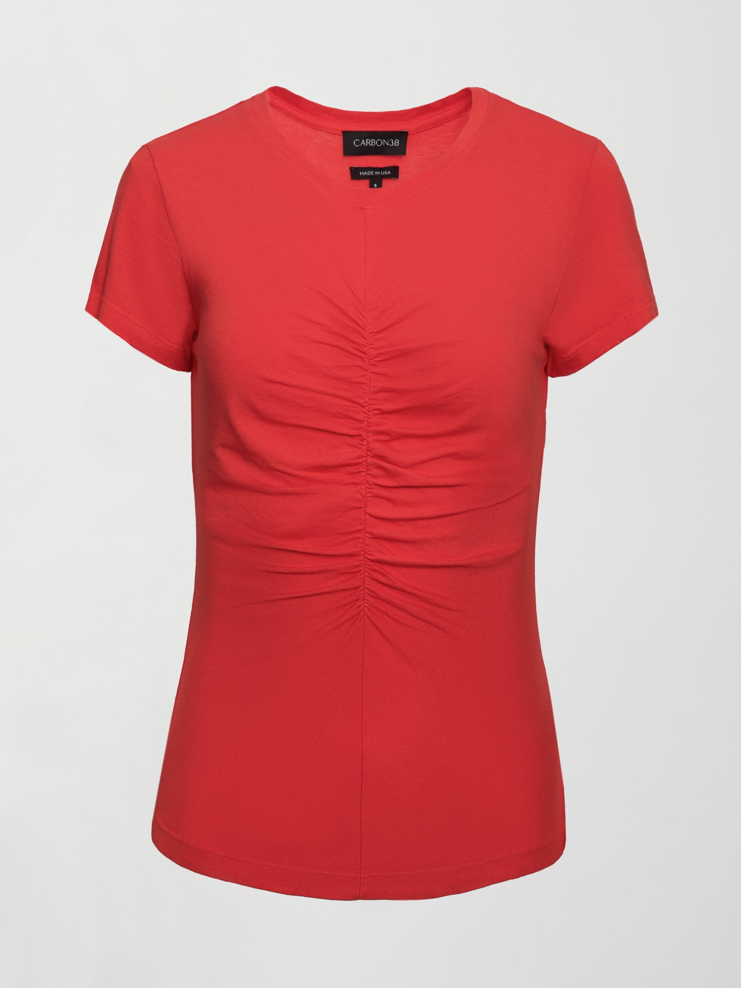 Carbon38 Short Sleeve Ruched Front Tee - Bittersweet