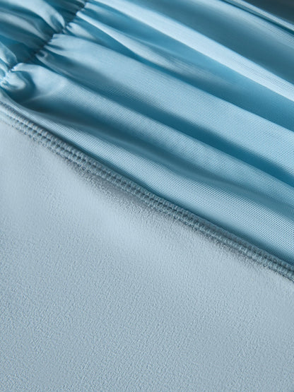 Carbon38 Ruched Mesh Long Sleeve Top in Melt - Sky Blue
